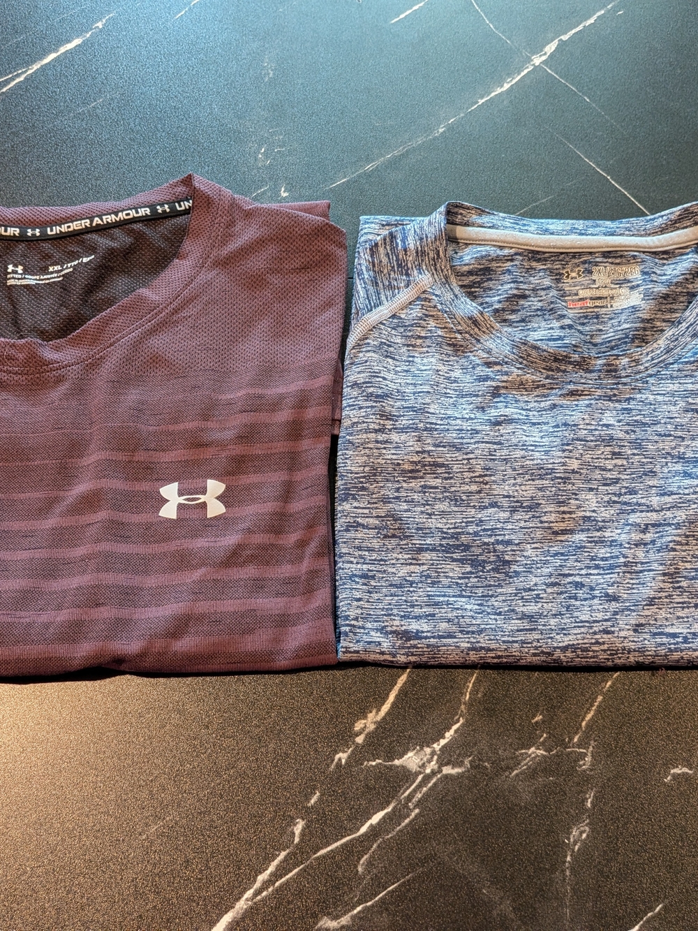 Under Armour Men’s Maroon & Heather Blue Short Sleeve Performance Tees